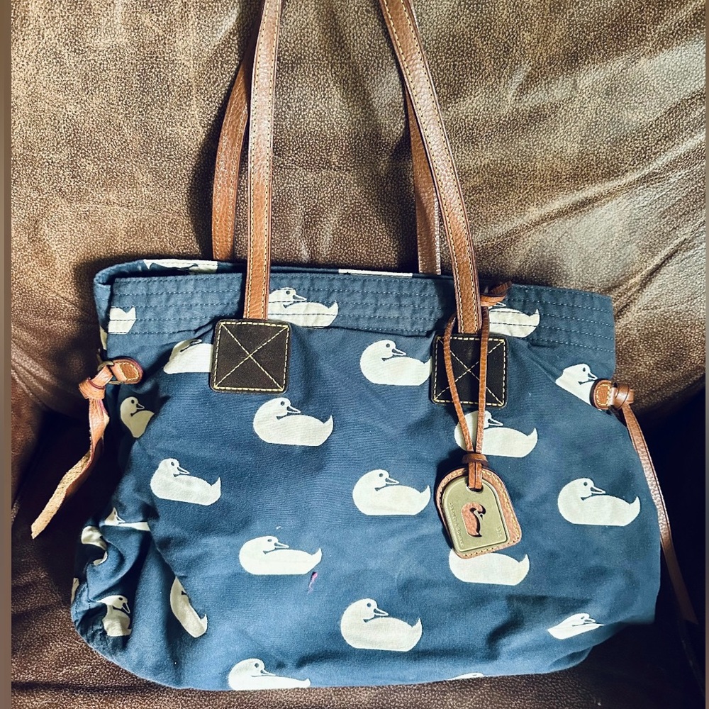 Dooney & Bourke Navy and Tan Duck bag